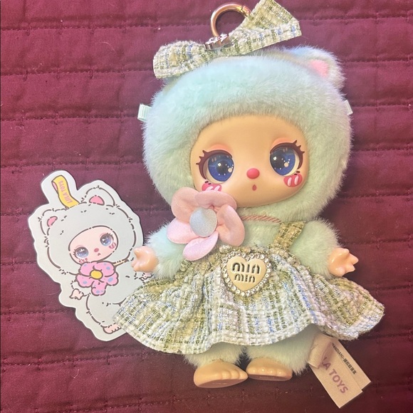 Mint Green Plush Doll with Tweed 👗 - Picture 1 of 6